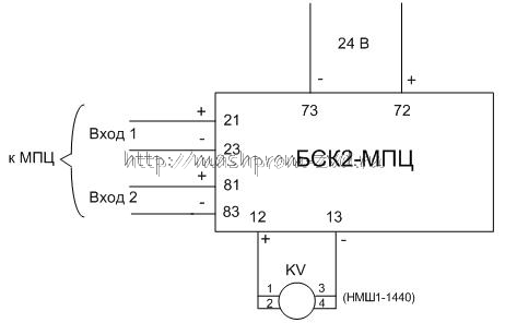 Блок сопряжения двух каналов вывода контроллера с МПЦ БСК2-МПЦ
