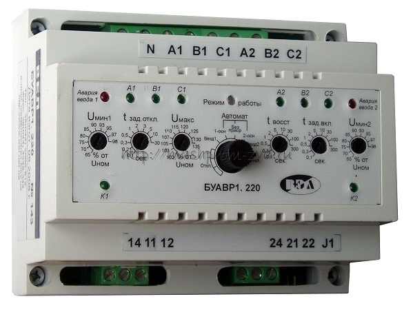 Блок управления автоматическим включением резерва БУАВР.1 для АВР с двумя вводами и одной нагрузкой