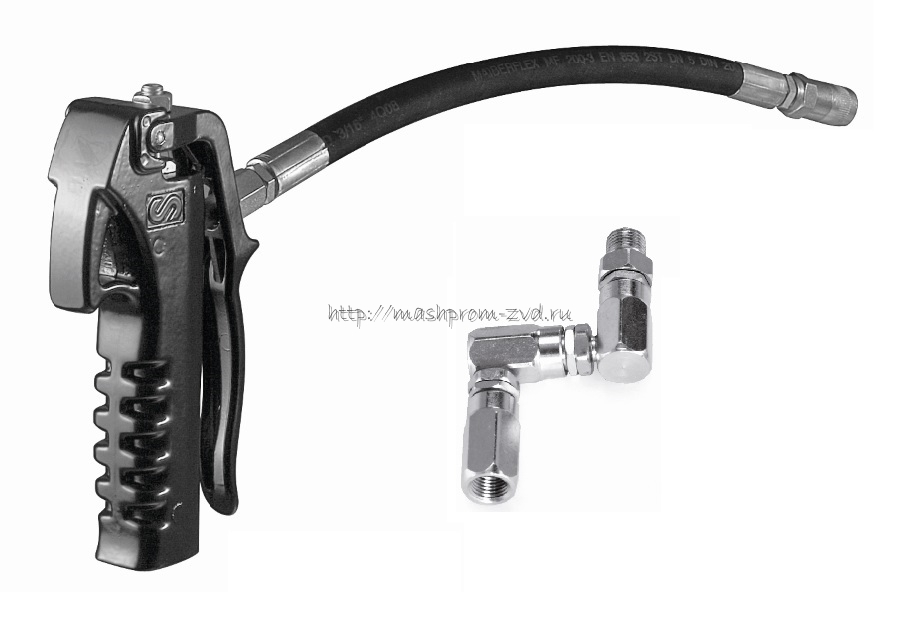 Пистолет SAMOA арт. 413082 для раздачи консистентной смазки с Z-образным шарниром и резиновым шлангом